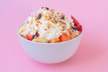 Brunch-style fruit salad with Homemade Cottage Cheese
