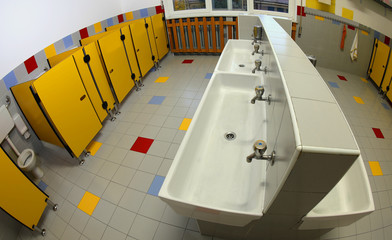 long white sink on the bathroom