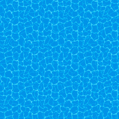 Blue water background. Seamless blue ripples pattern. Water pool texture bottom background. Vector illustration