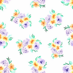 seamless pattern of roses in pastel colors in watercolor