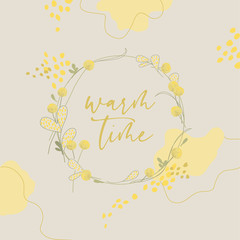 Craspedia.Garden yellow, spherical flowers. Floral flowers. Summer plants. Botanical vector illustration. Floral print. Spring card