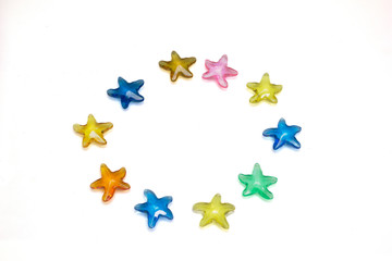 colored gemstones glass stars isolated