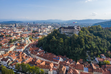 Fototapeta na wymiar Aerial view of the cityscapes in Ljubljana, Slovenia