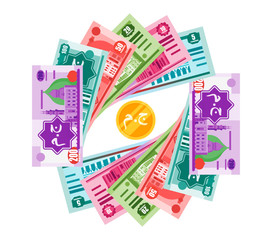 Egyptian Pound EGP Market Watch, Exchange Rate Stock Value Price Monitor Observer vector icon logo design. Translation: JM. Egypt Currency. Business, finance, and economy element. 