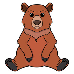 A cute brown bear that sits. vector isolated on white background. stock illustration