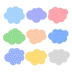 Fotobehang cute patterned clouds set in soft colors © starlineart