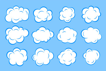 big set of cartoon clouds style design
