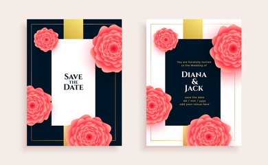 beautiful rose flower wedding invitation card template