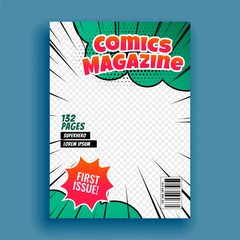 Obraz premium comic magazine book cover page template design