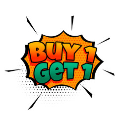 buy one get one comic style sale design