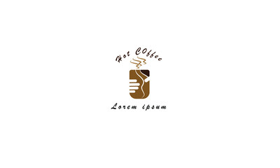 cup of coffee, coffee logo template with stylized cup
