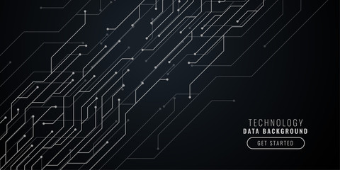 abstract black technology background with circuit lines