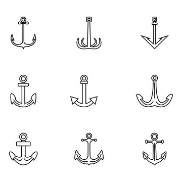 Vector Set of Outline Anchor Icons