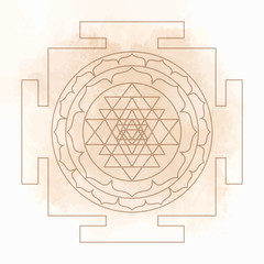 Fototapeta premium The Sri Yantra or Sri Chakra, form of mystical diagram, Shri Vidya school of Hindu tantra symbol. Sacred geometry vector design element. Vector illustration. Alchemy, occultism, spirituality.
