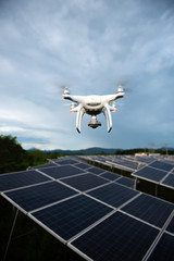 Drones and solar cells, The drone is a high angle camera shooting a solar cell farm. Which is clean...