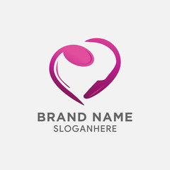 heart love with spoon logo design vector template