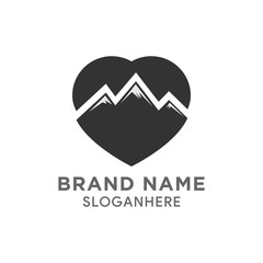 Mountain love logo design vector
