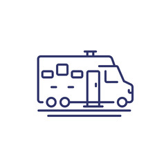 camper line icon, camping van, RV car on white