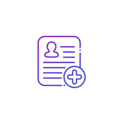 medical report, clinical record line icon on white