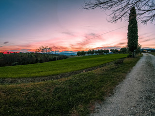Sunset in the Marche countryside