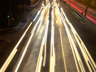 Fototapeta na wymiar Highway night traffic long exposure photography