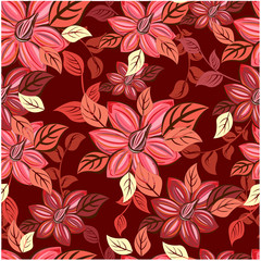 Vector spring abstract background flowers seamless pattern