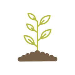 Isolated plant over earth flat style icon vector design