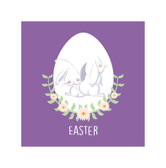 label easter with cute rabbit