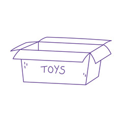 open cardboard box toy empty icon design white background line style