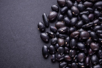 fresh organic natural beans on black background