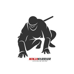 Ninja warrior design vector illustration. Silhouette of japanese fighter.