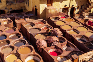 Famous Tannerie Chouara. Manual tanning leather.