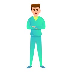 Fototapeta premium Happy nurse man icon. Cartoon of happy nurse man vector icon for web design isolated on white background