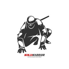 Ninja warrior design vector illustration. Silhouette of japanese fighter.