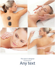 Obraz na płótnie Canvas Massage and healing collection. Women having different types of massage. Spa, wellness, health care and aroma therapy.
