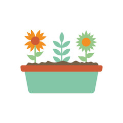 Isolated natural flowers inside pot flat style icon vector design