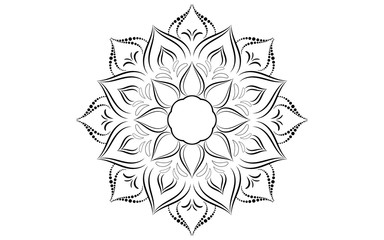 Circle pattern petal flower of mandala with black and white,Vector floral mandala relaxation patterns unique design with white background,Hand drawn pattern,concept meditation and relax