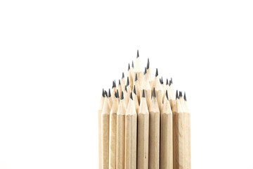 Fototapeta premium Wooden pencils on white background.