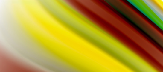 Wave lines abstract background, smooth silk design with rainbow style colors. Liquid fluid color waves. Vector Illustration