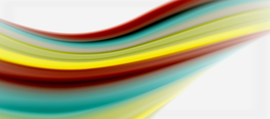 Obraz premium Wave lines abstract background, smooth silk design with rainbow style colors. Liquid fluid color waves. Vector Illustration