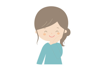 Young woman smiling happily.