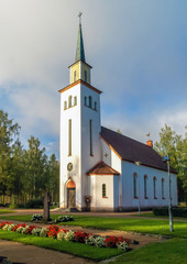 Fototapeta na wymiar Saimaa / Finland - August 28th, 2007: Protestant church at Saimaa Lake region.