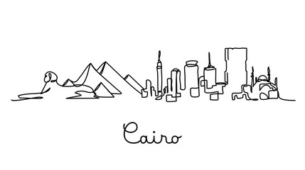 One line style Cairo city skyline. Simple modern minimaistic style vector.