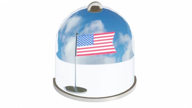 AMERICAN FLAG ON A GLASS BELL, PROTECTION FROM VIRUS DIFFUSION