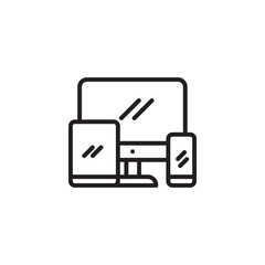 Electronic devices icon. Responsive web design line icon for web, mobile and infographics. smartphones tablets laptop. 