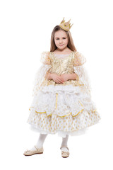 Little cute blonde girl in a princess costume