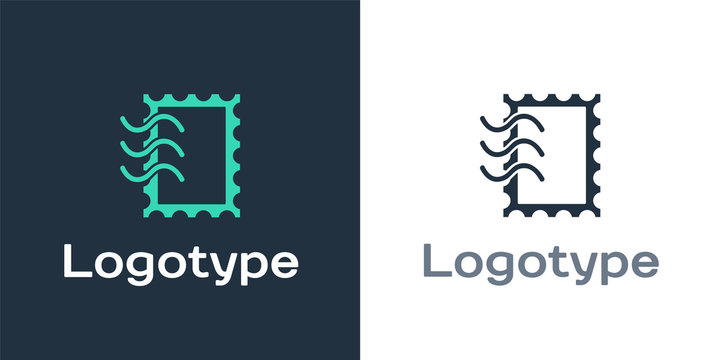Logotype Postal Stamp Icon Isolated On White Background. Logo Design Template Element. Vector Illustration