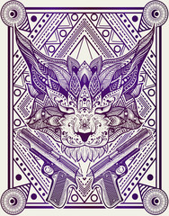 Illustration vector cat head with mandala pattern style.
