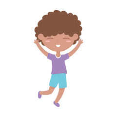 cute little boy cartoon charatcer, kids zone icon white background