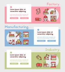 Factory color line icon set. Labor and engineering concept